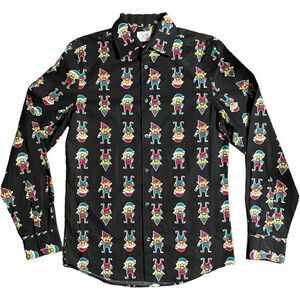 NWT North Pole Mens S Christmas Shirt Elf Macho Mustache Button Down Holiday